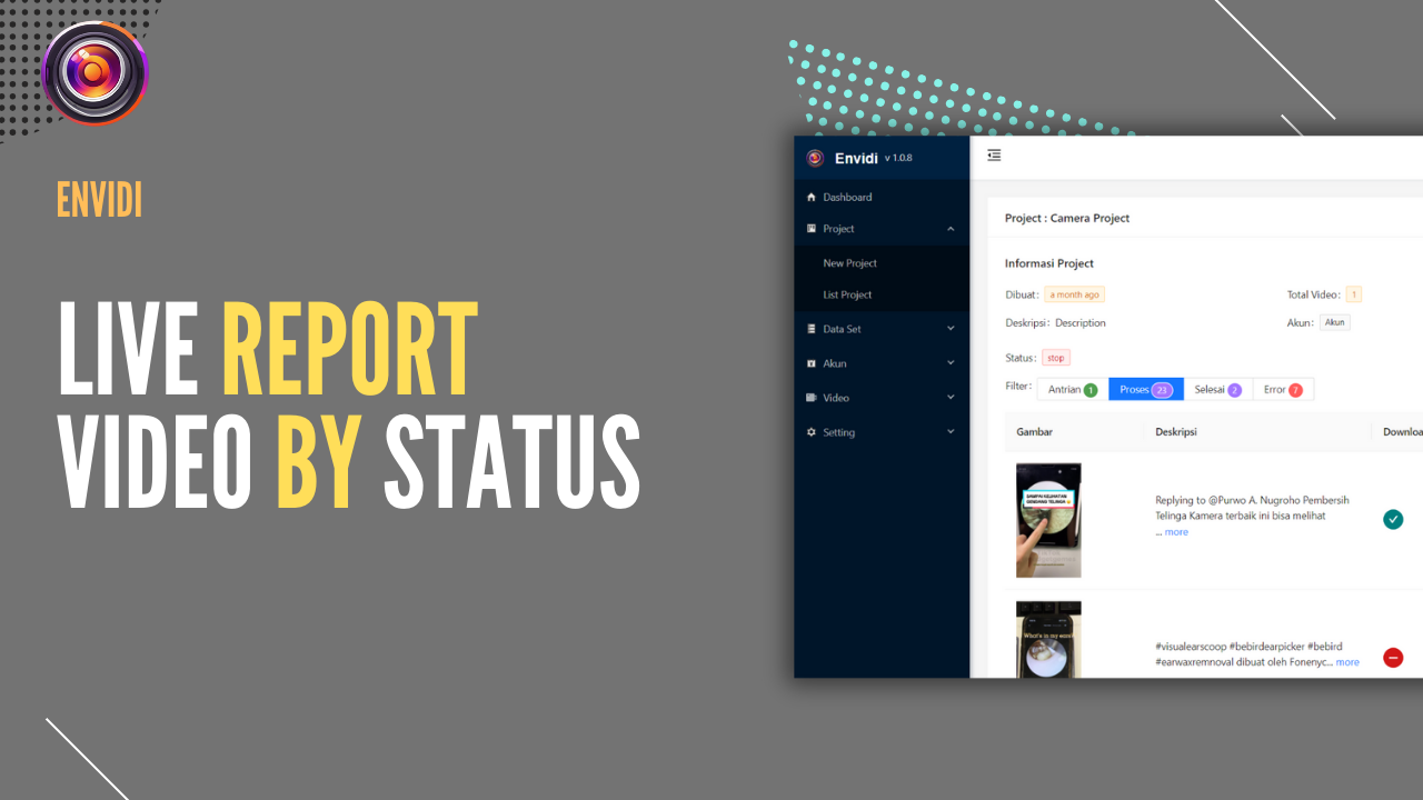 Dashboard monitoring real-time